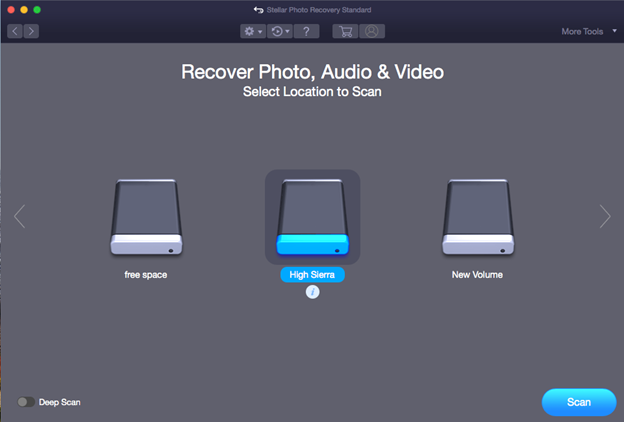 在软件中选择MAC驱动器恢复被删除的照片