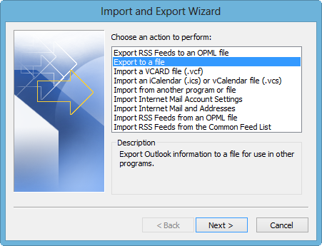 协助importación y exportación de Outlook