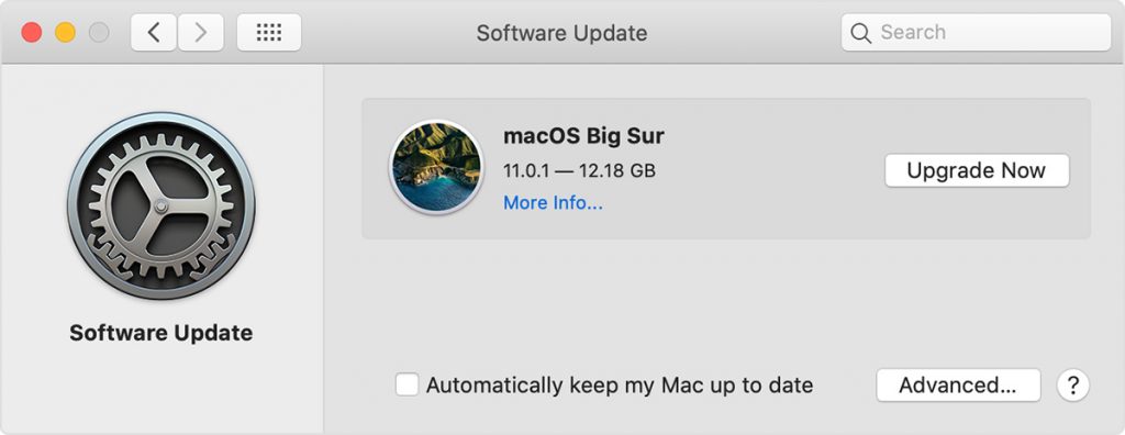 Actualización del software de Mac Big Sur