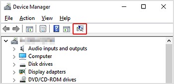 Tasto Scan for hardware changes