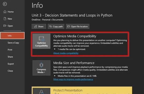 Optimize Media Compatibility in PowerPoint
