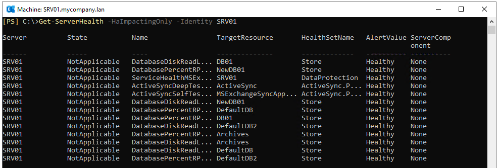 You can use other switches with the command, such as HaImpactingOnly