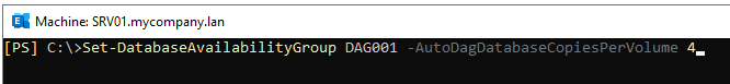 Set DatabaseAvailabilityGroup to configure the AutoReseed setting for the Database Availability Group