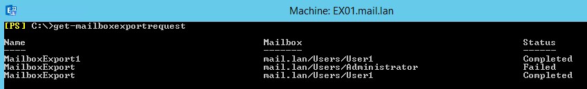 Get-mailboxexportrequest检查状态