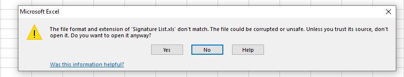 Excel文件格式不匹配错误