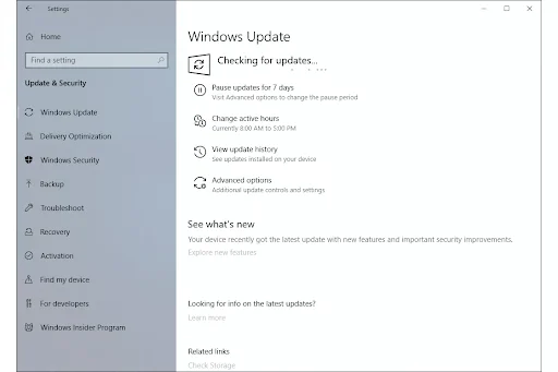 检查Windows中的更新
