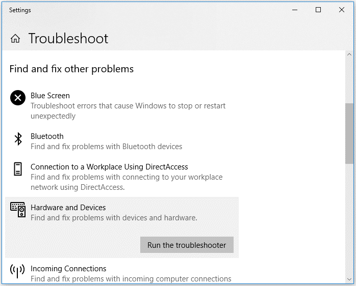 Utilizzare Windows Troubleshooter per riparare la scheda SD danneggiata