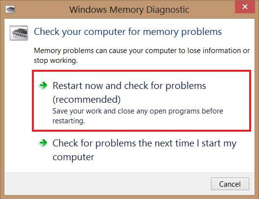 start ram test to fix the kernel mode heap corruption blue screen error