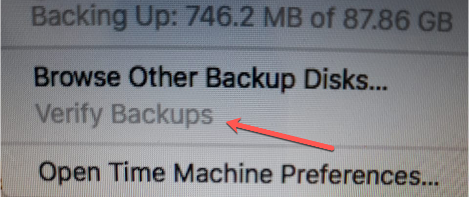 Verify Backup time machine