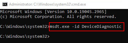 execute the command to run hardware troubleshooter