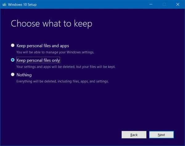 choose what to keep while reloading Windows 10/11