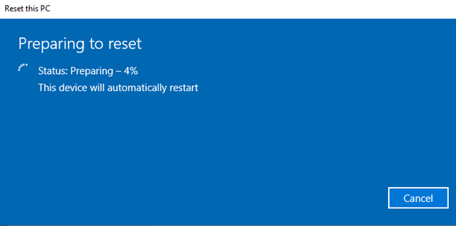 windows reset process