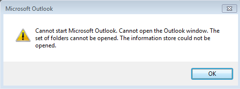 无法启动Microsoft outlook错误
