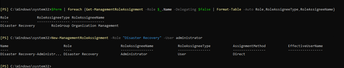 Powershell cmdlet为用户分配容灾角色权限